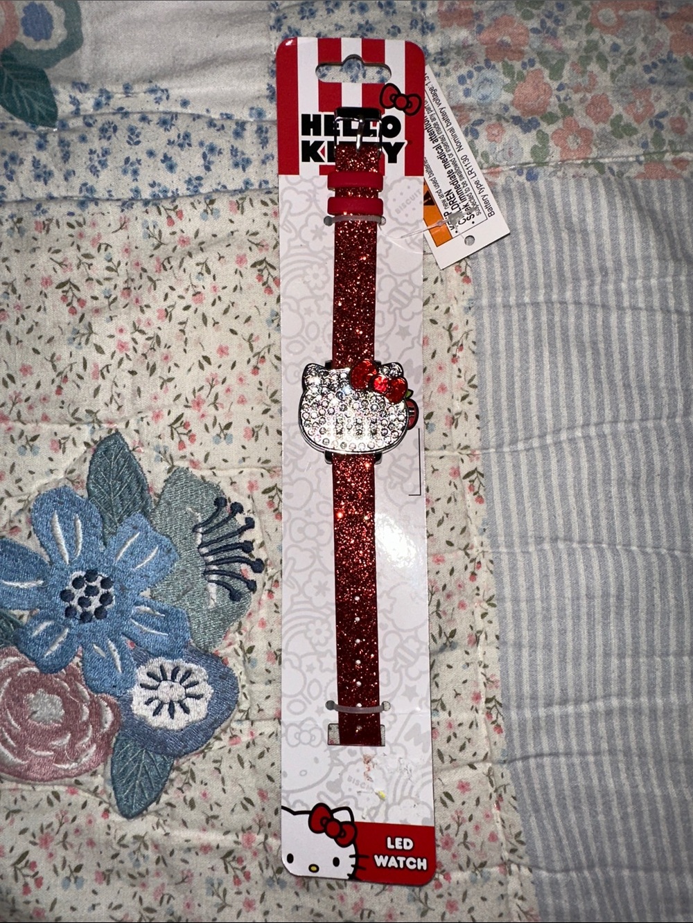 Hello Kitty Red Glitter LED Watch